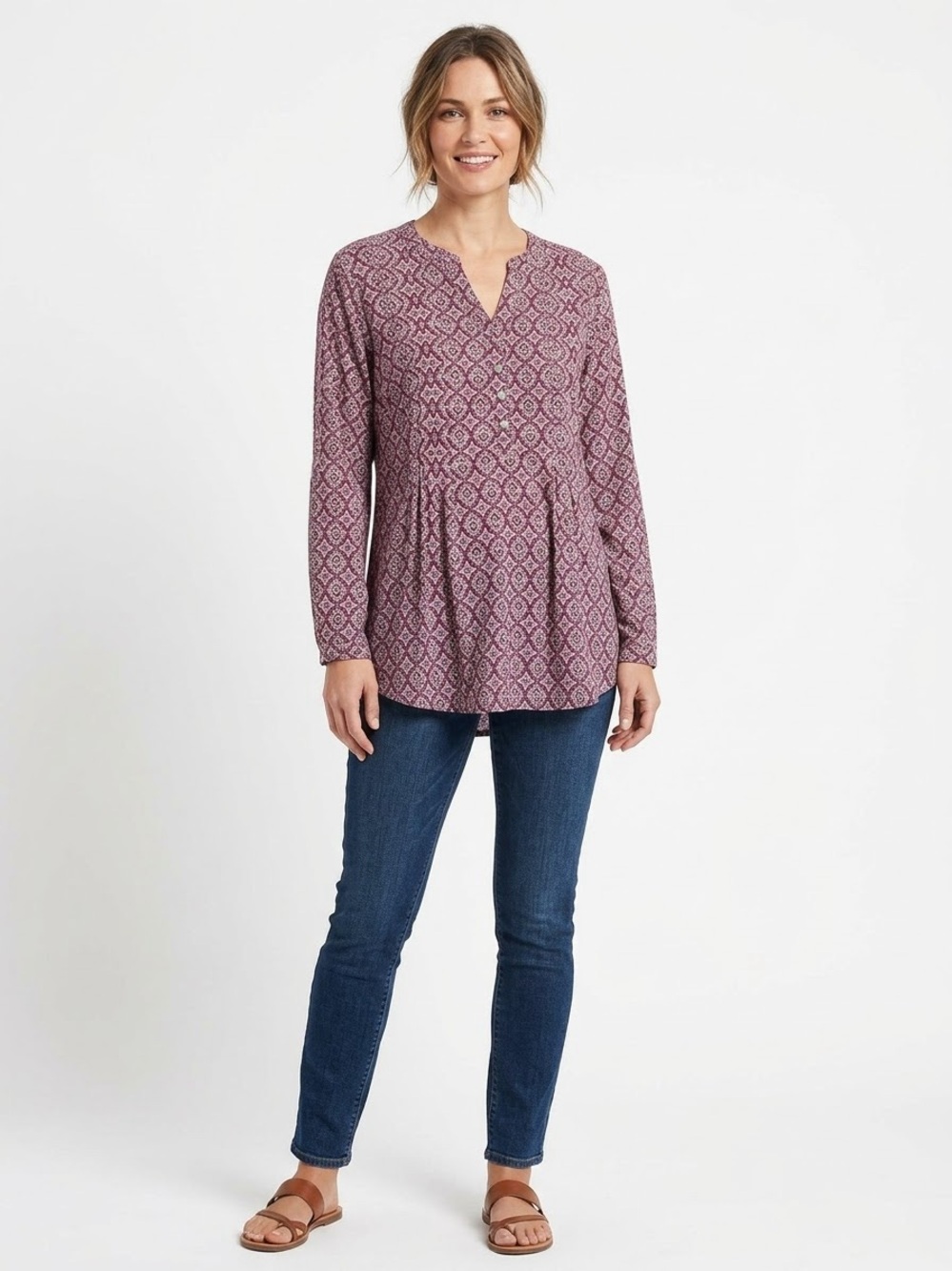 Westport Geometric Blouse in Purple & Pink Size XL Like New